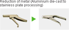 Reduction of metal (Aluminium die-cast to stainless plate processing)